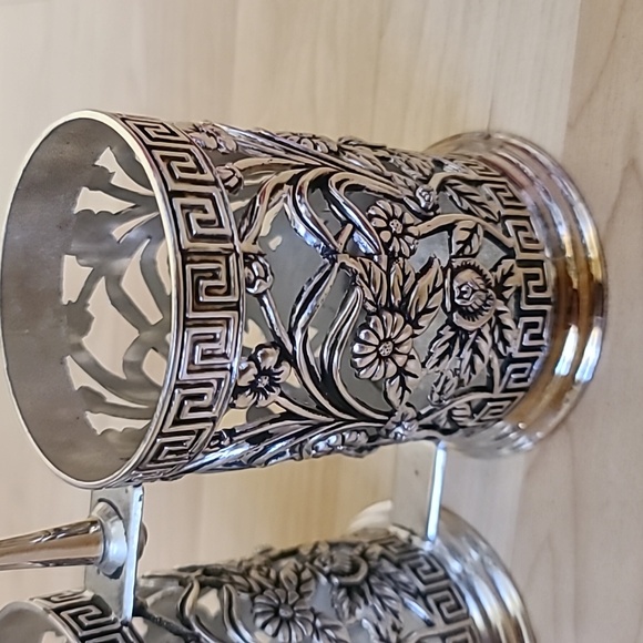 Vintage Soviet Metal Cutlery Holder 1/2" Height 2 1/2" Diameter - Picture 3 of 5